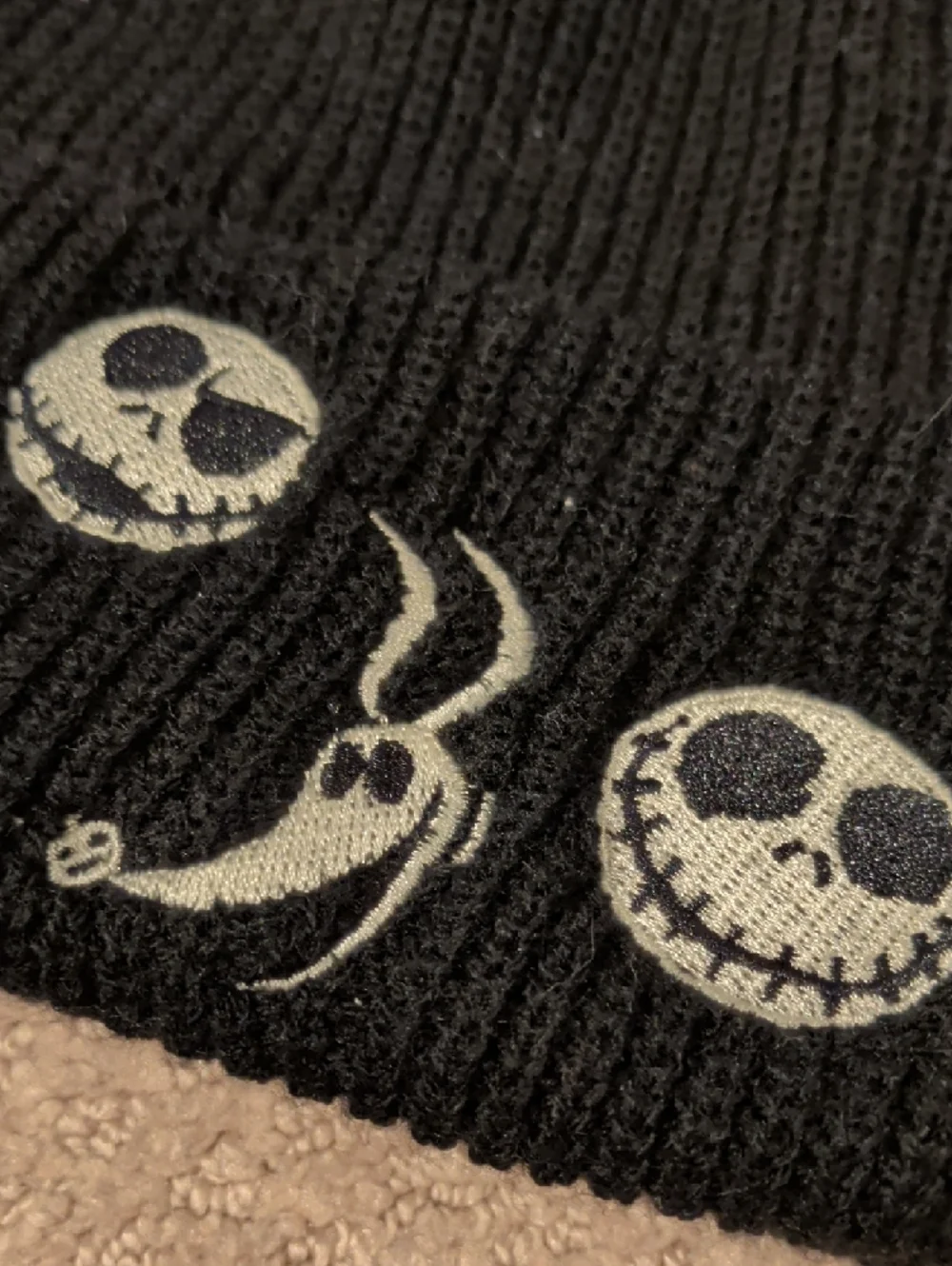 Primark Black Knit Beanie with Jack Skellington Nightmare Before Christmas